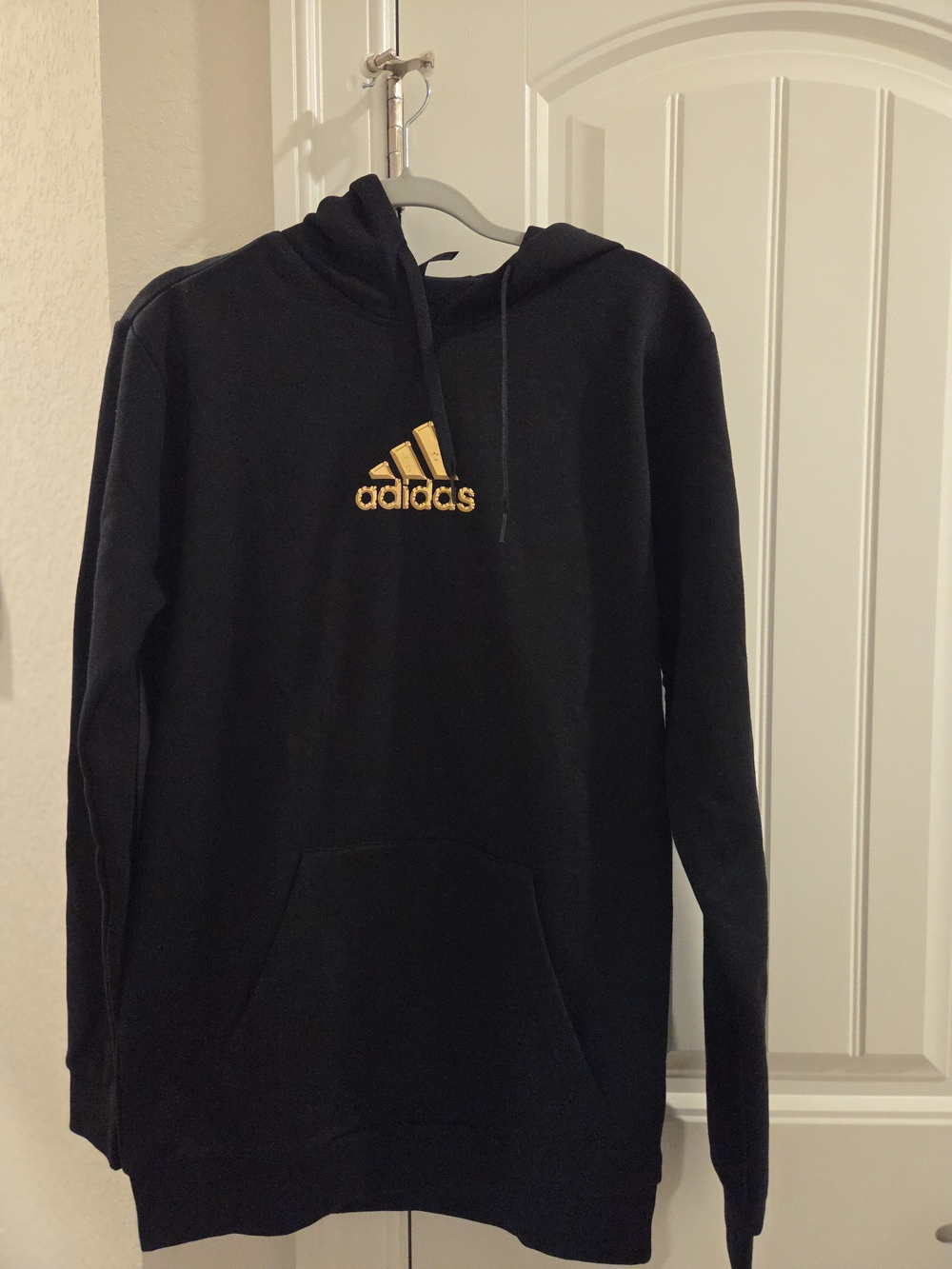 adidas Black Hoodie with Gold Logo Embroidery